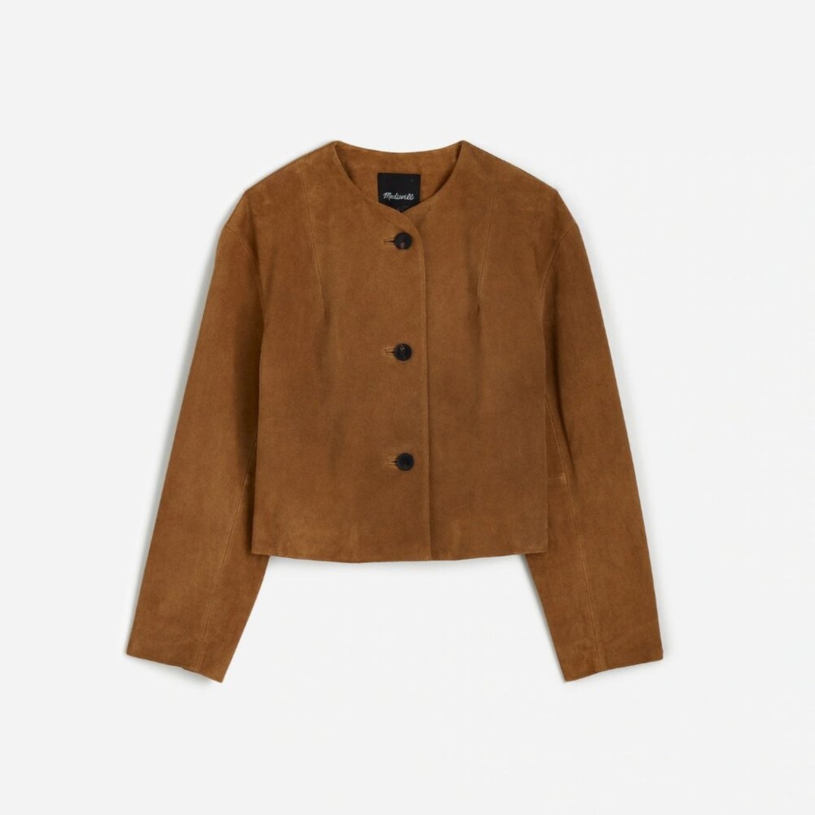 Nwt Madewell Crop Cardigan Jacket In Aged Cognac Suede L — image 5 of 5